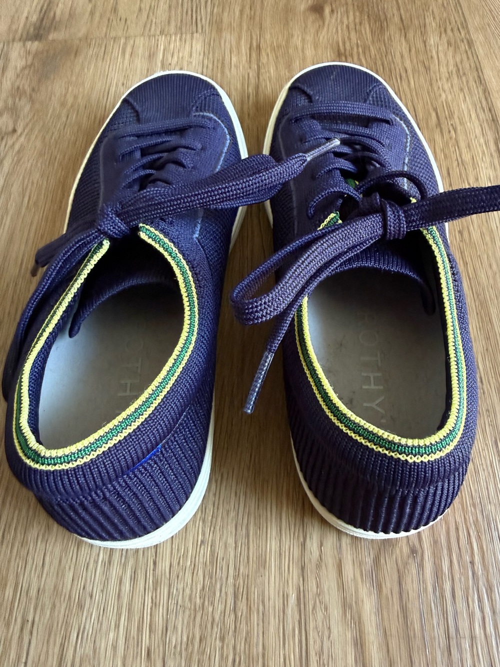 Rothy's The Lace Up Sneaker in Navy Blue & Green Classic Streetwear Size 6 - Picture 3 of 7